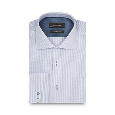 Jeff Banks Blue dobby stripe shirt with extra-long sleeves and body